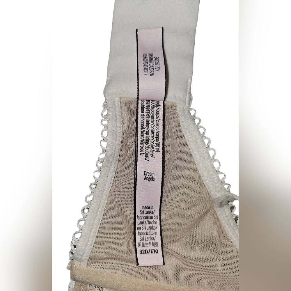 Victorias Secret Dream Angels Lace Mesh Long Line Bra Neutral Floral Boho Sz 32D - Picture 14 of 16